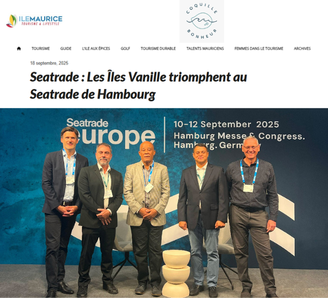 Seatrade : Les Îles Vanille triomphent au Seatrade de Hambourg